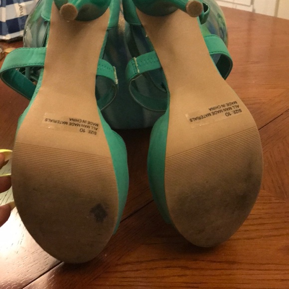 Qupid platform pumps in Teal - Picture 3 of 4